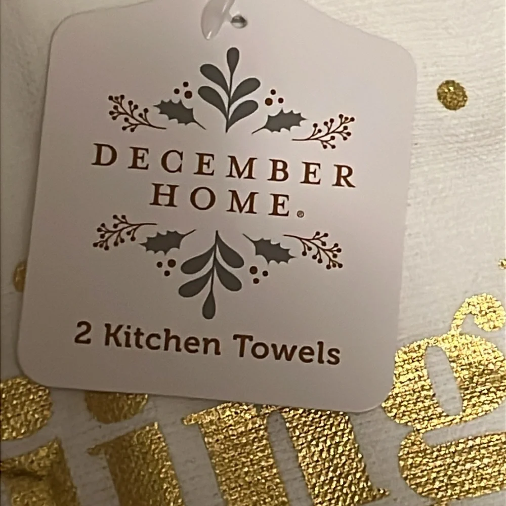 December Home 2 Pack Kitchen Towels Jingle and Mingle Houses Trees 16” by 26”